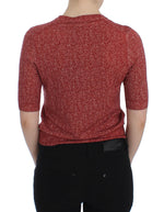 Dolce & Gabbana Enchanting Red Tweed V-Neck Women's Sweater