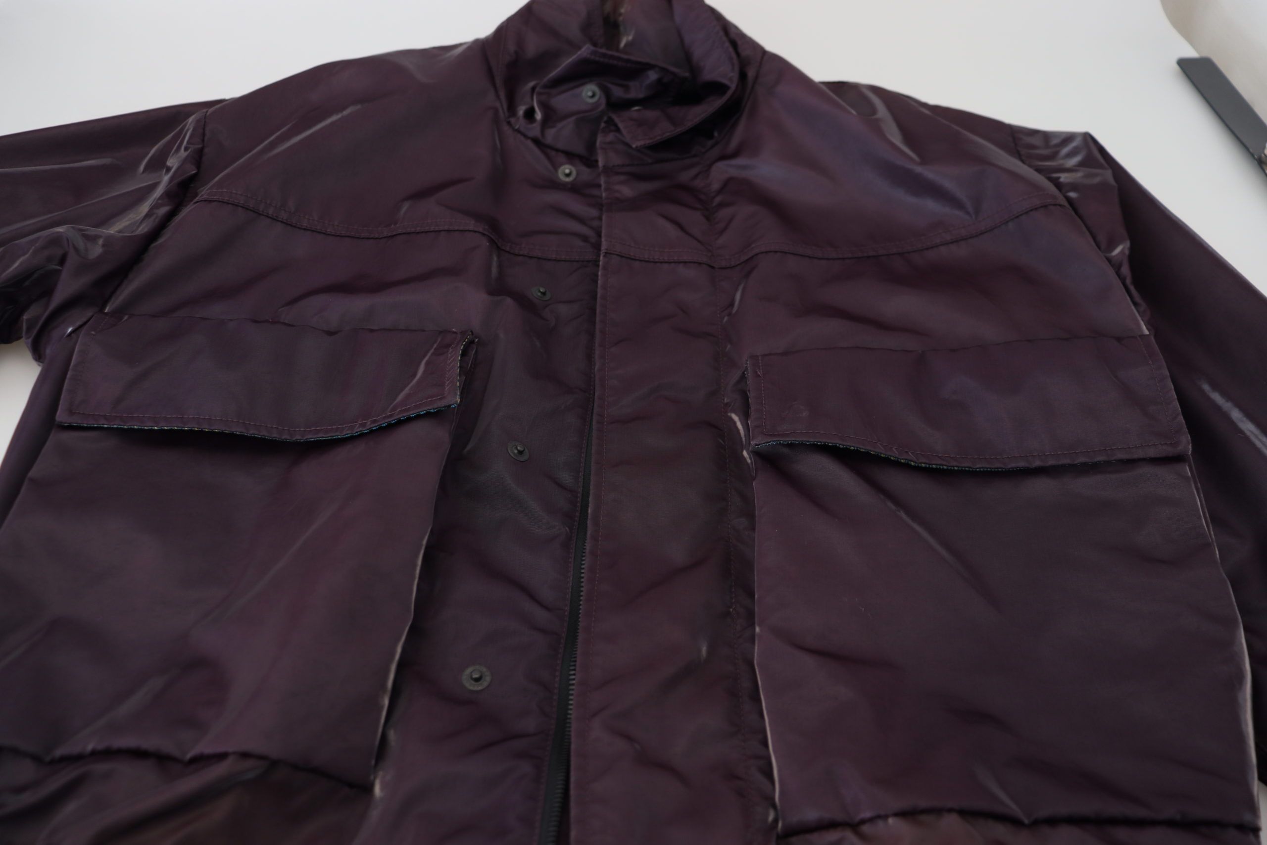 Dolce & Gabbana Purple Nylon Collared Biker Coat Men's Jacket