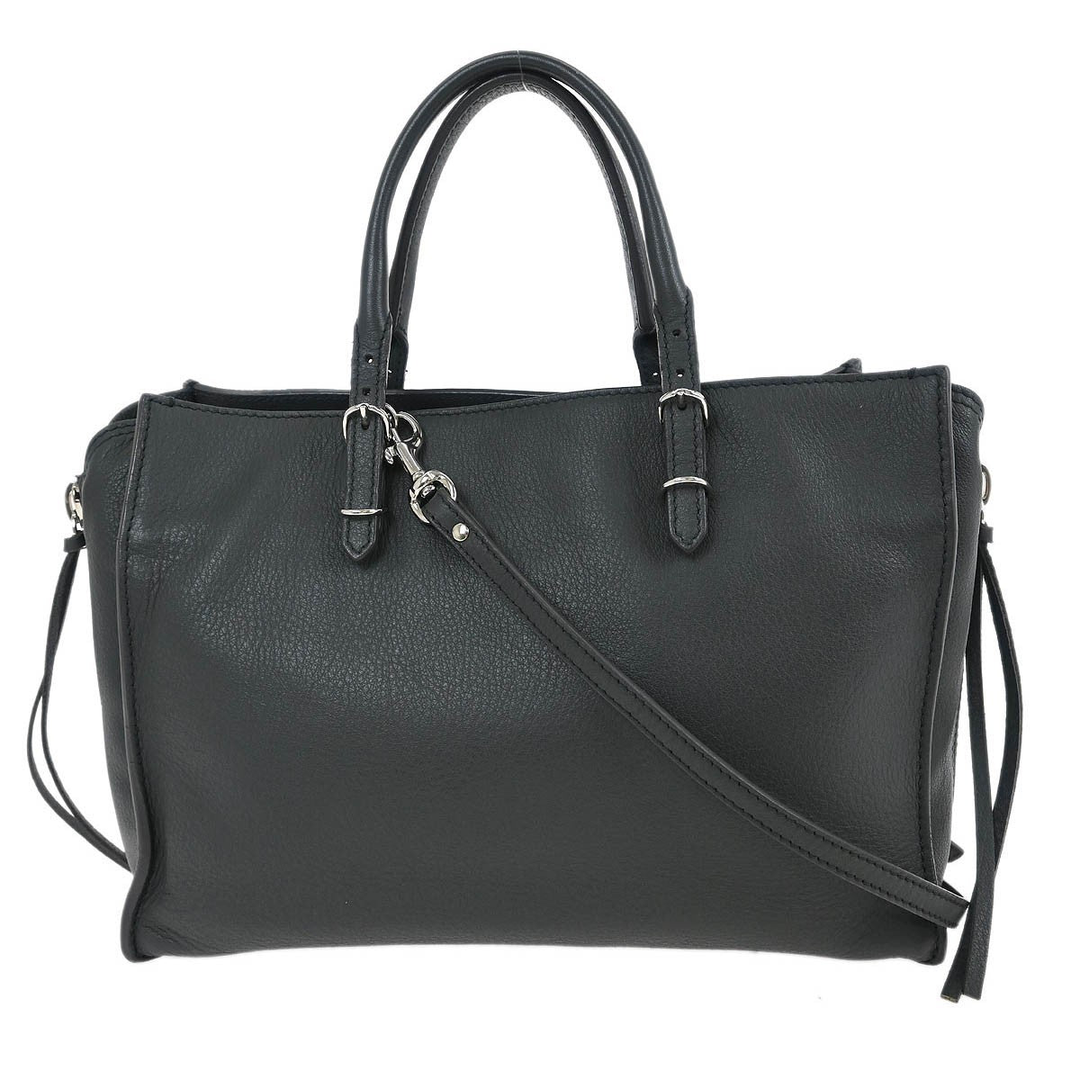 Balenciaga Papier A4 Zip Around Classic Studs Leather Gray Leather Tote Bag Bag (Pre-Owned)