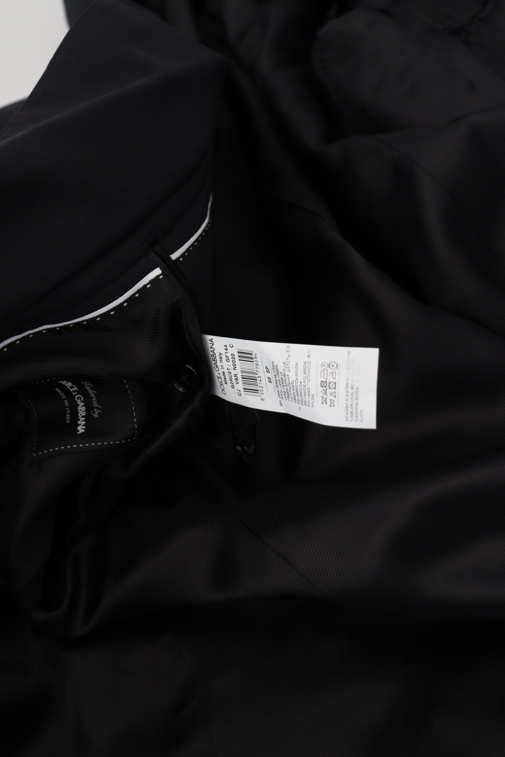 Dolce & Gabbana Black Wool Full Zip Long Sleeves Men's Jacket