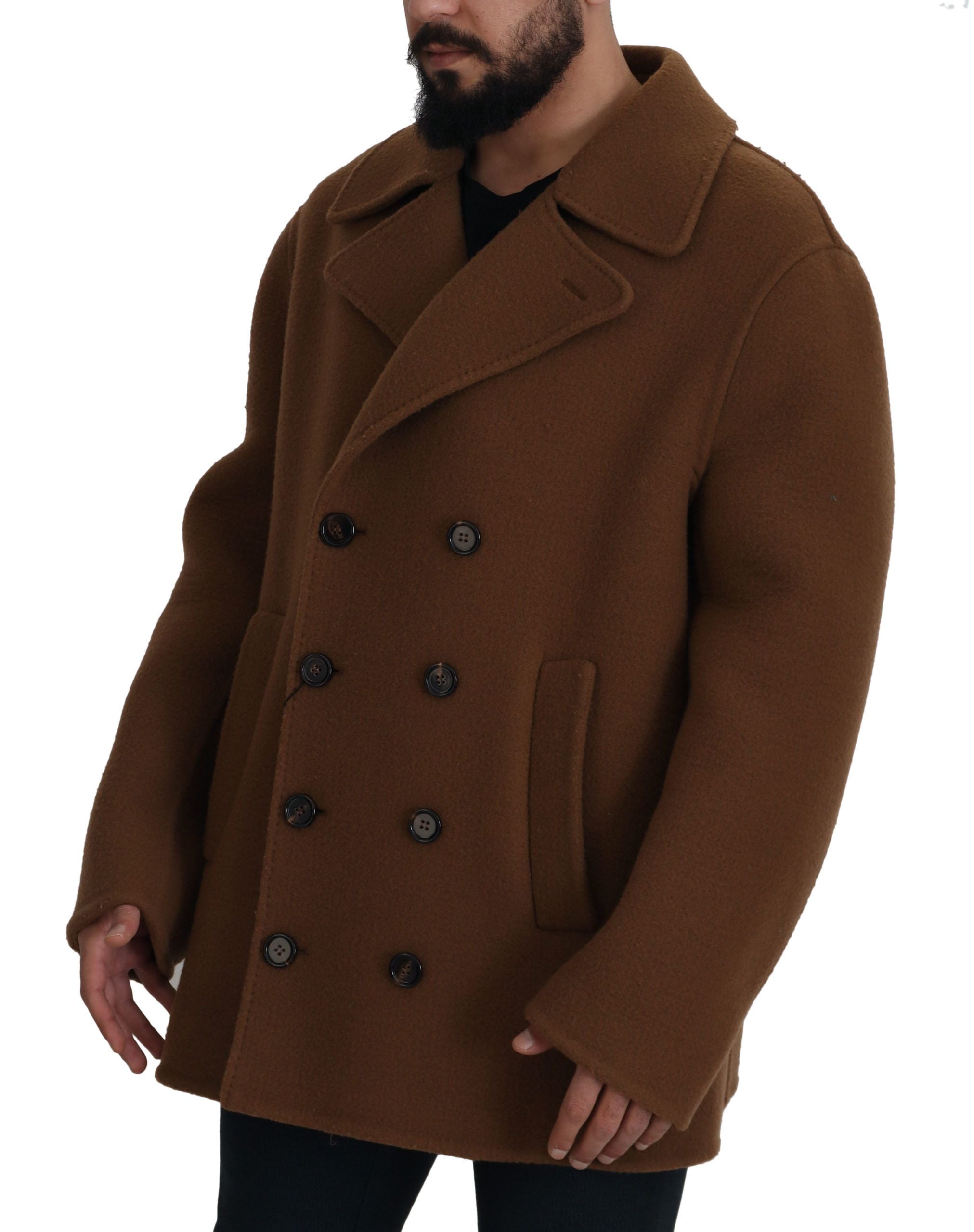 Dolce & Gabbana Elegant Double Breasted Brown Men's Jacket