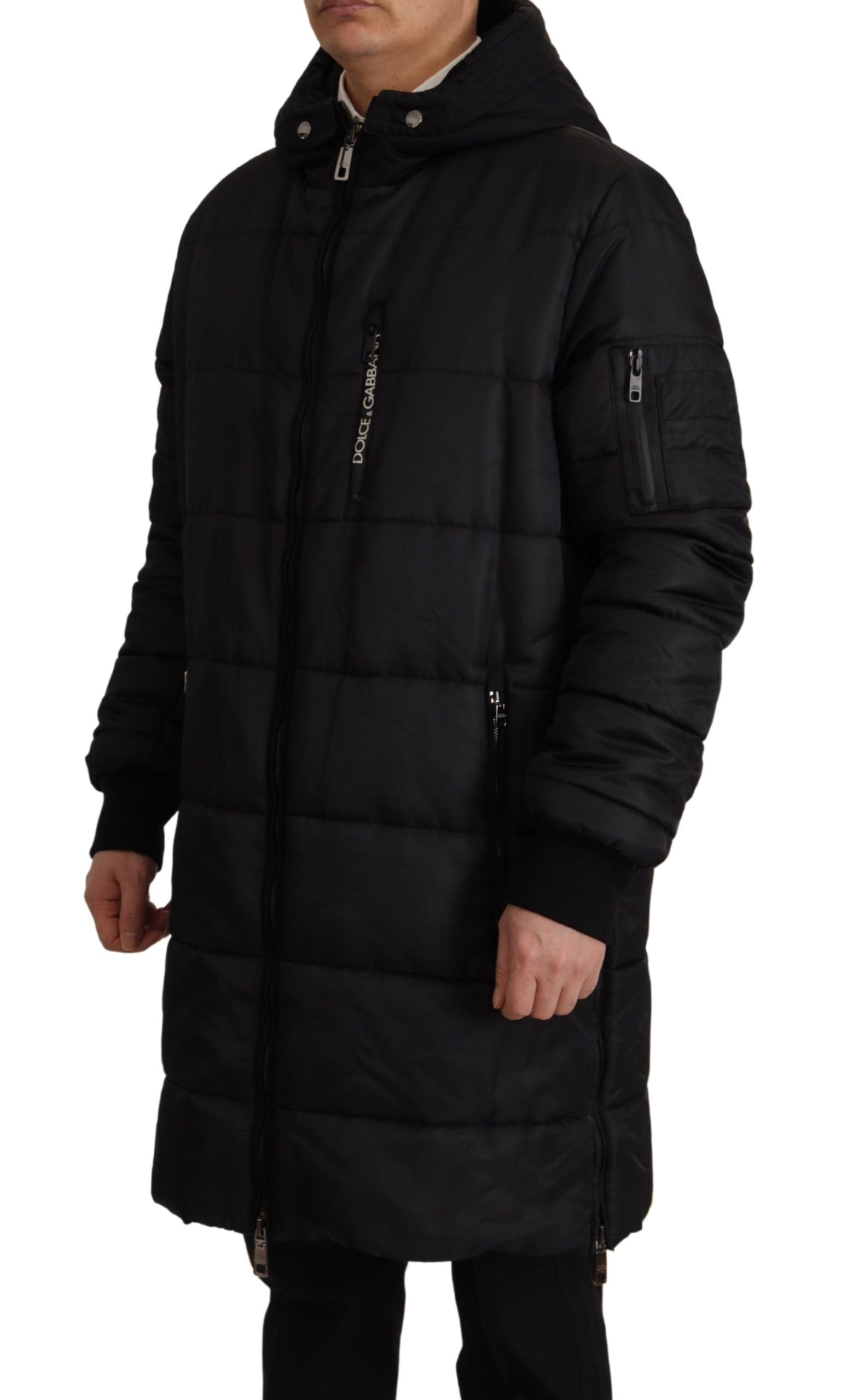 Dolce & Gabbana Black Nylon Hooded Parka Coat Winter Men's Jacket