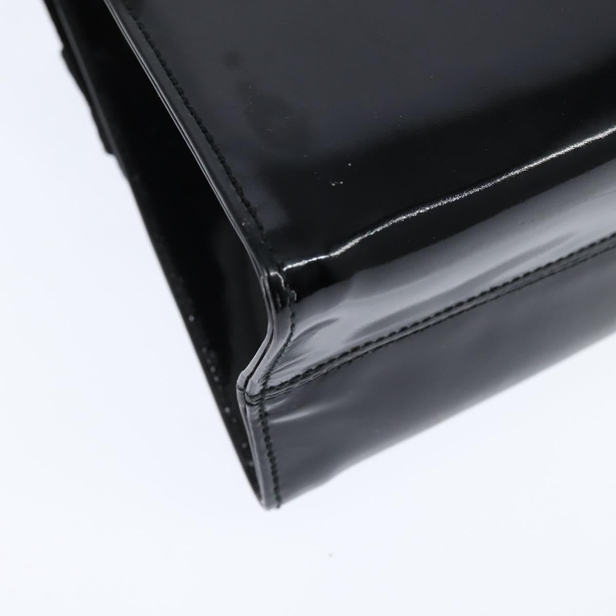 Salvatore Ferragamo Vala Patent Leather Black Patent_Leather Handbag (Pre-Owned)