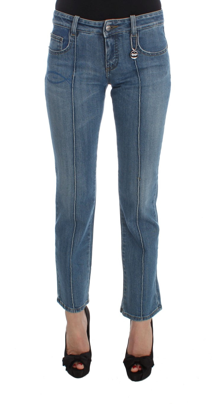 Costume National Blue Cotton Slim Fit Cropped Women's Jeans