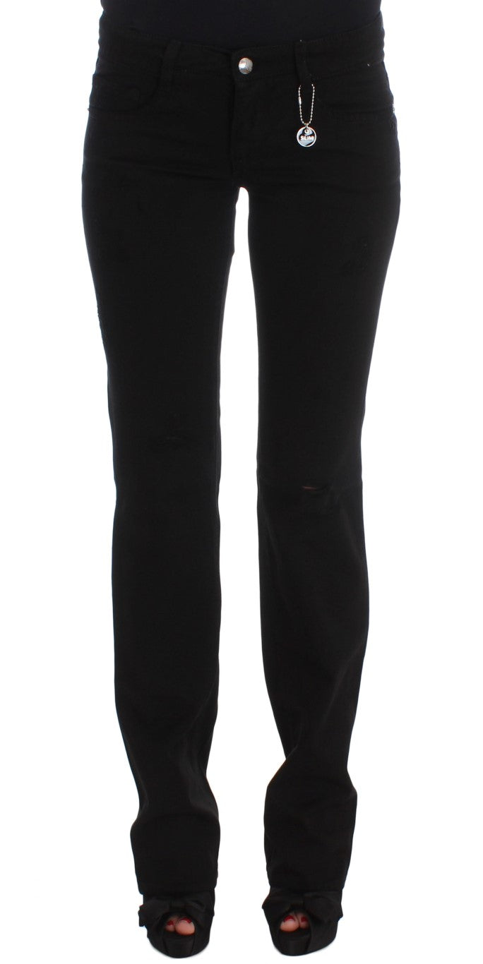 Costume National Black Cotton Slim Fit Bootcut Women's Jeans