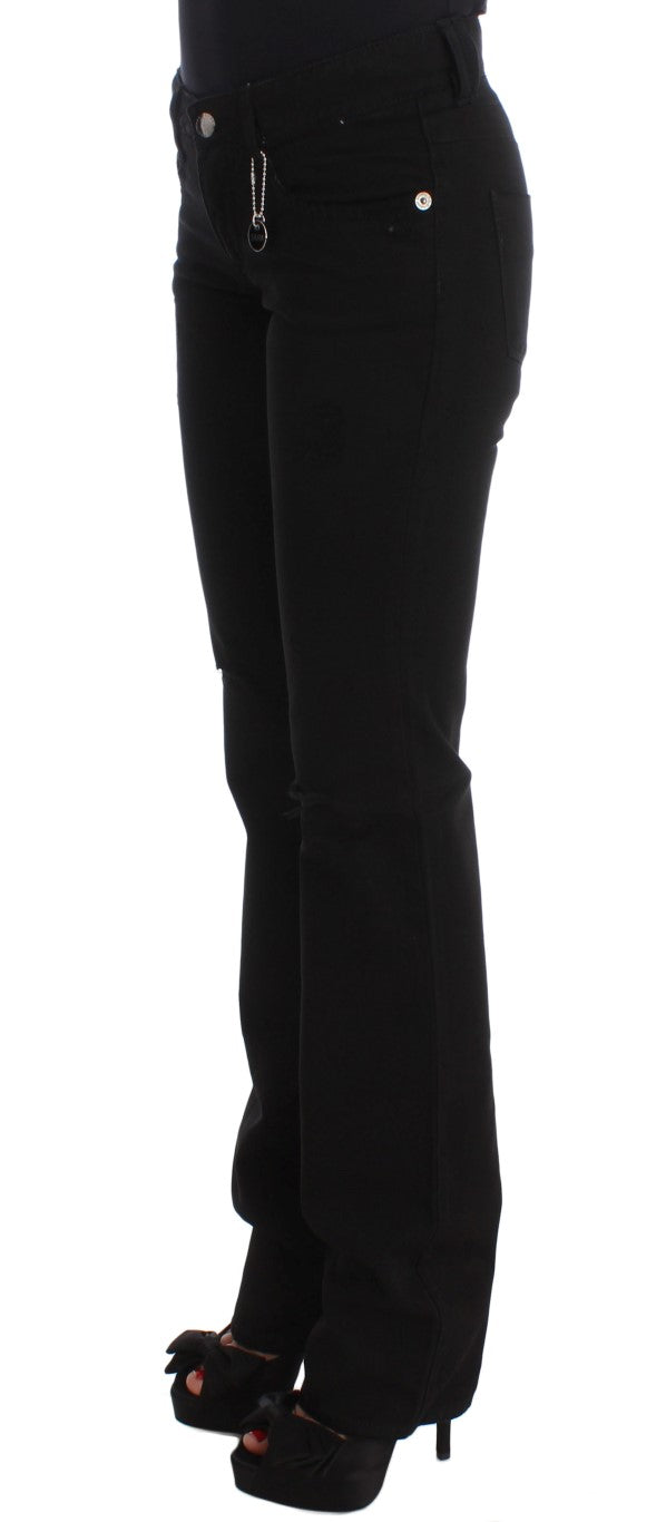 Costume National Black Cotton Slim Fit Bootcut Women's Jeans