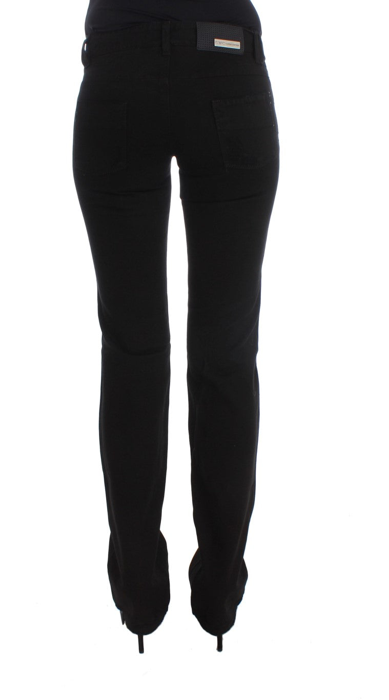 Costume National Black Cotton Slim Fit Bootcut Women's Jeans