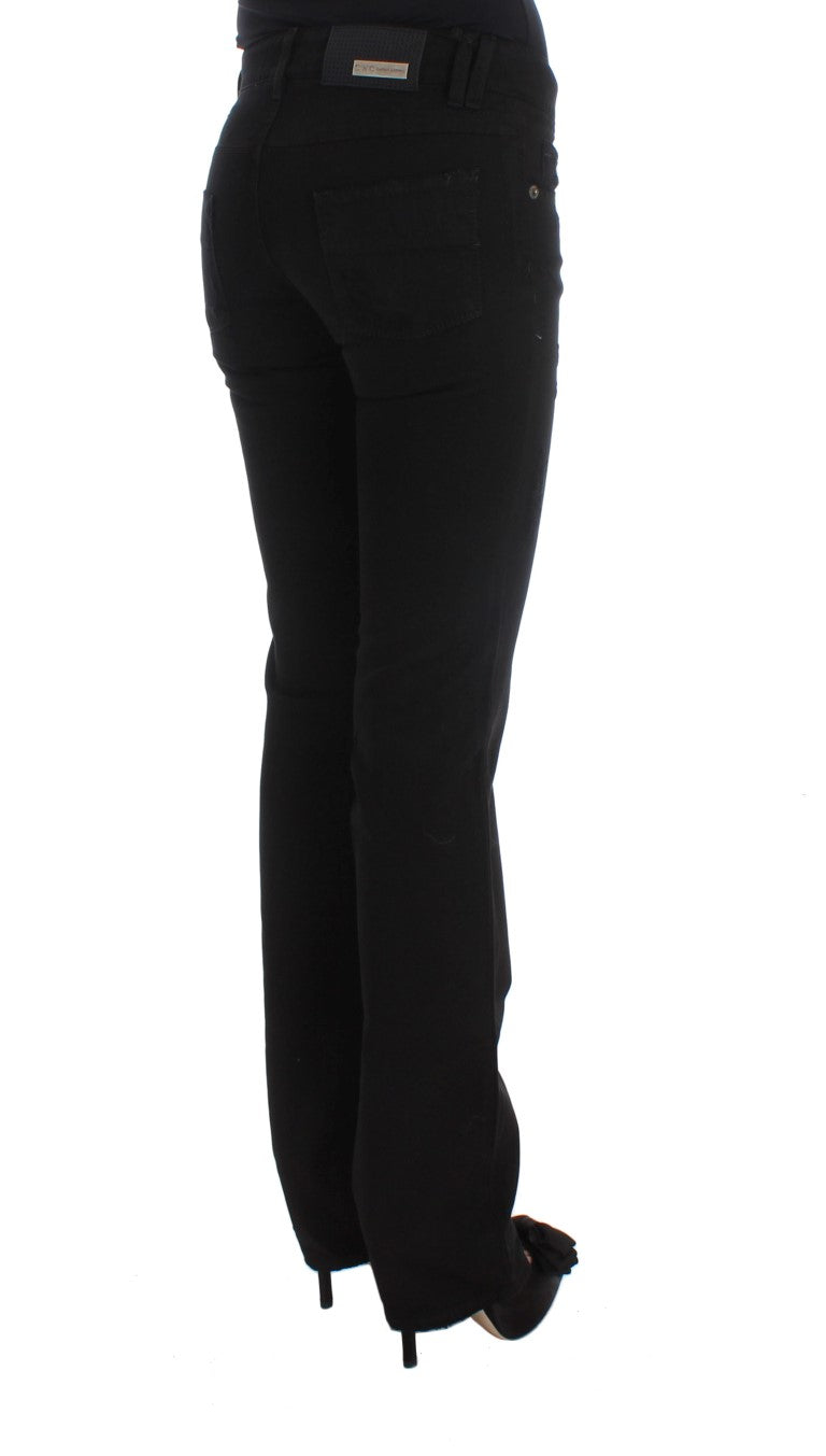 Costume National Black Cotton Slim Fit Bootcut Women's Jeans