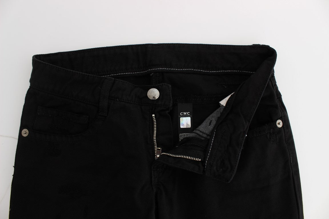 Costume National Black Cotton Slim Fit Bootcut Women's Jeans