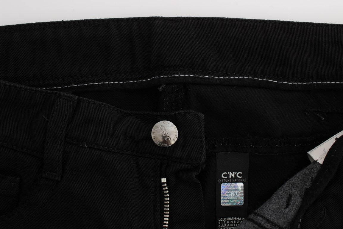 Costume National Black Cotton Slim Fit Bootcut Women's Jeans