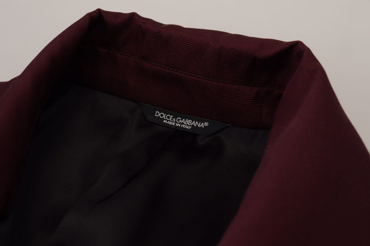Dolce & Gabbana Bordeaux Polyester Double Breasted Men's Jacket
