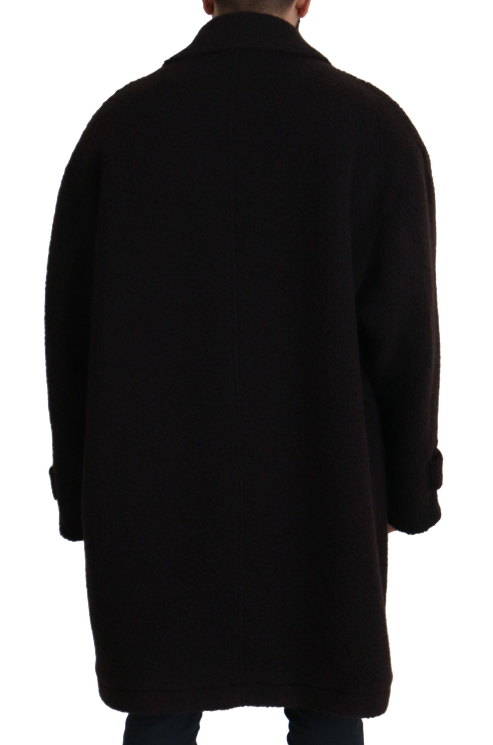 Dolce & Gabbana Black Alpaca Button Down Trench Coat Men's Jacket
