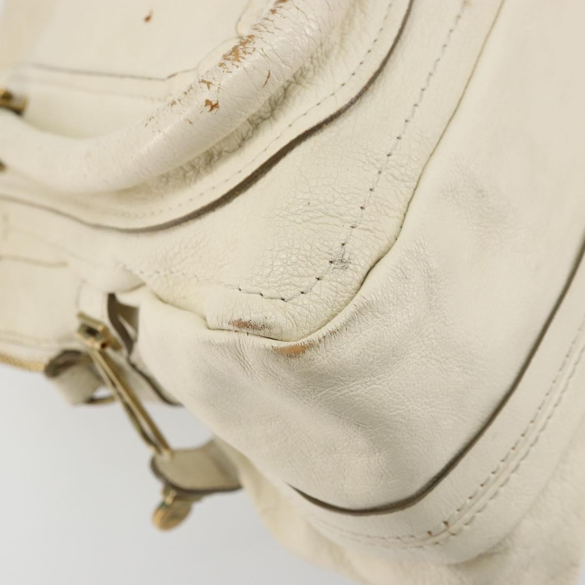Chloe Paraty Top Handle Leather White Leather Handbag (Pre-Owned)