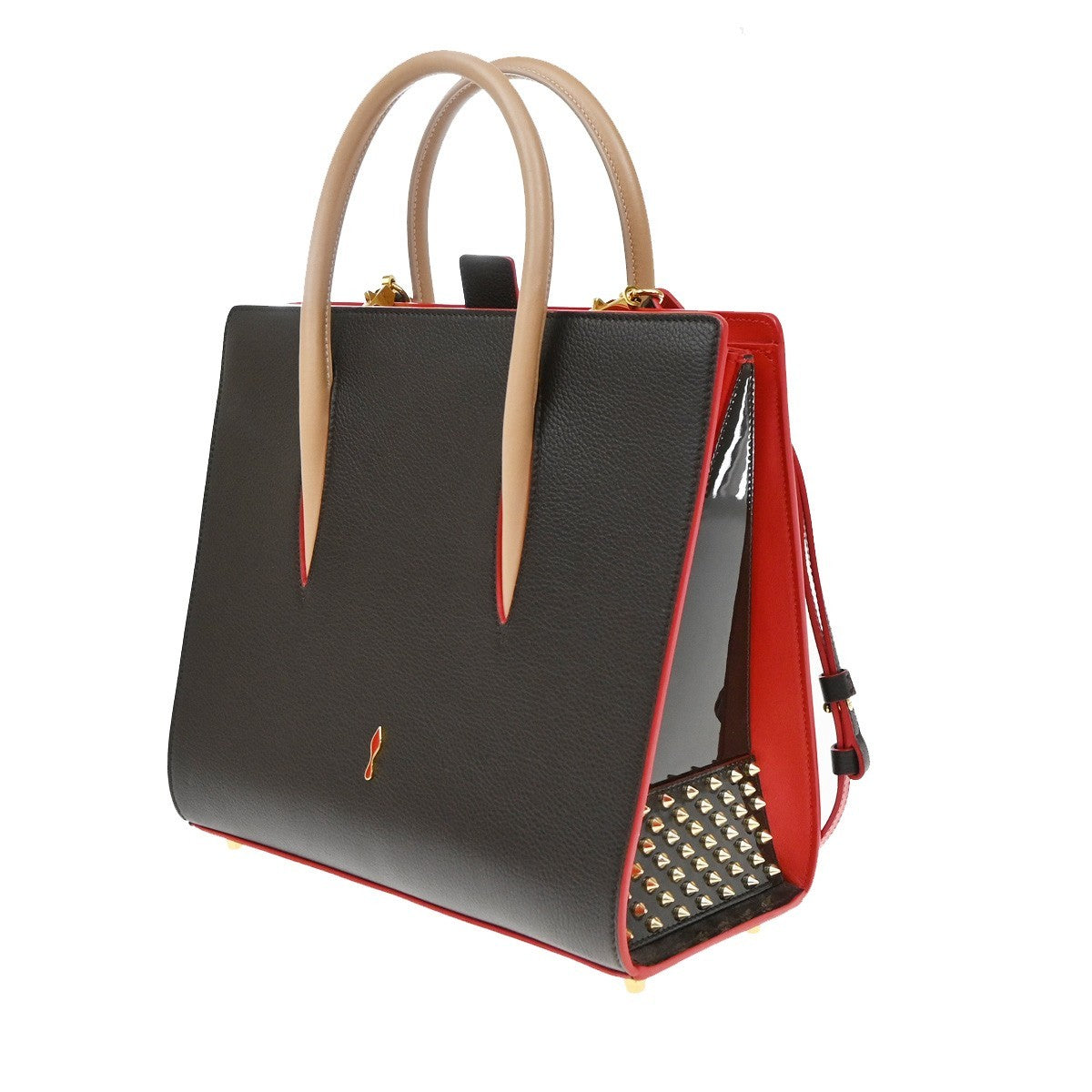 Christian Louboutin Paloma Printed Leather Brown Leather Tote Bag Bag (Pre-Owned)