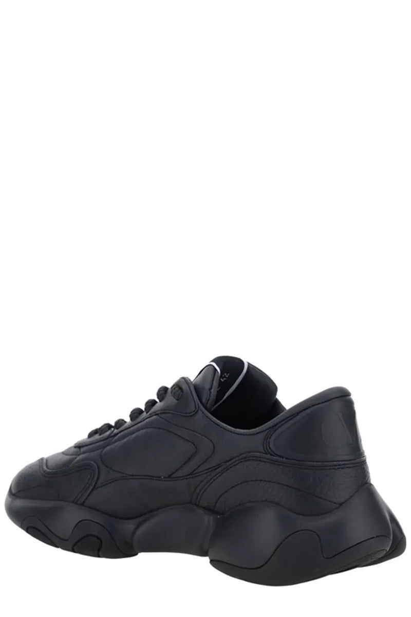 Valentino Black Calf Leather Garavani Men's Sneakers