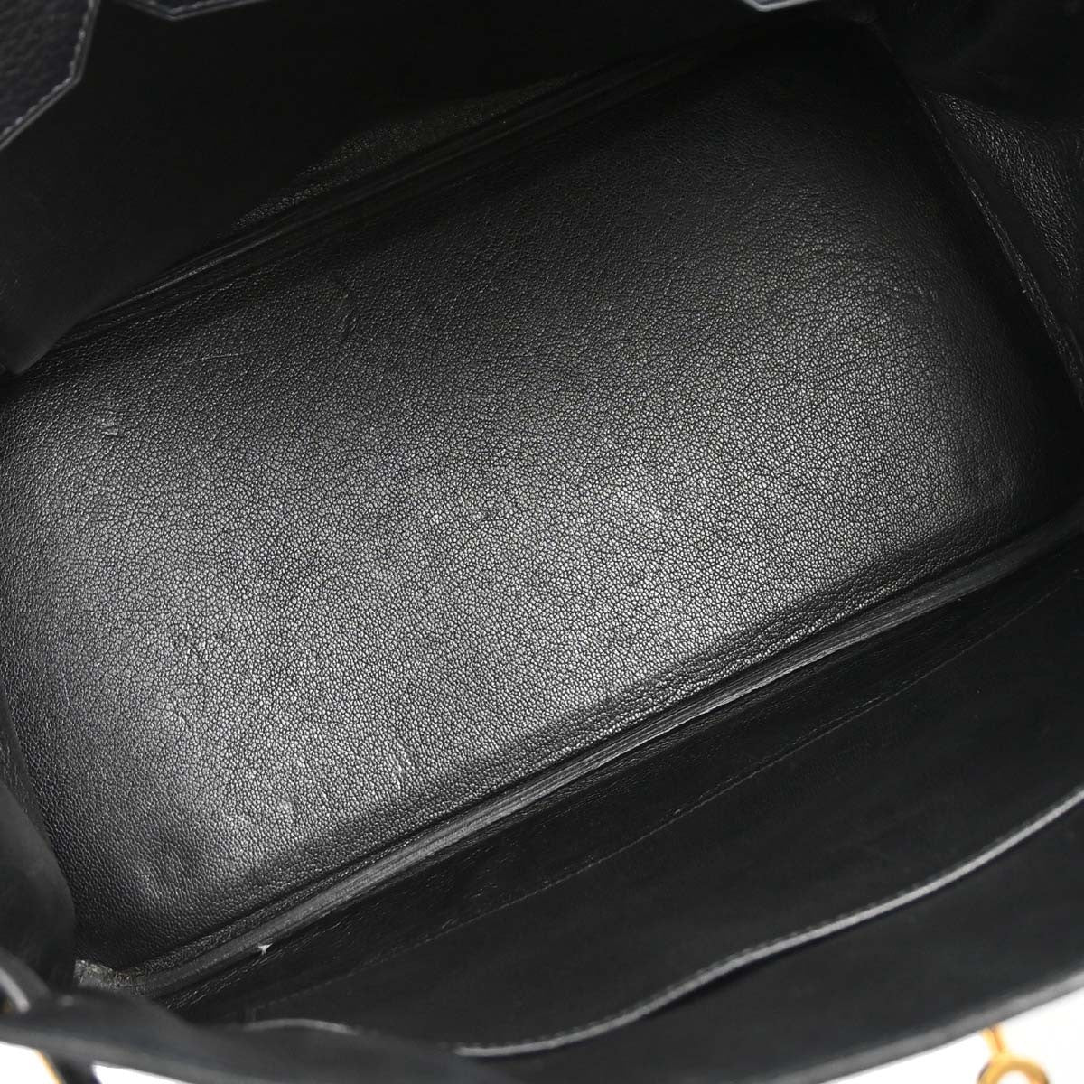 Hermes Birkin Black Clemence With Gold Hardware Black Leather Handbag (Pre-Owned)