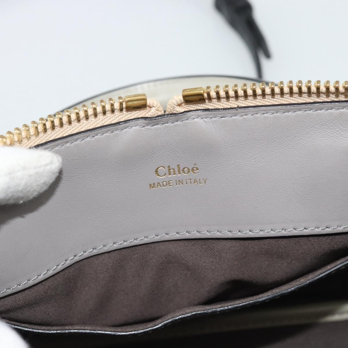 Chloe Bicolor Baylee Satchel Leather Gray Leather Handbag (Pre-Owned)