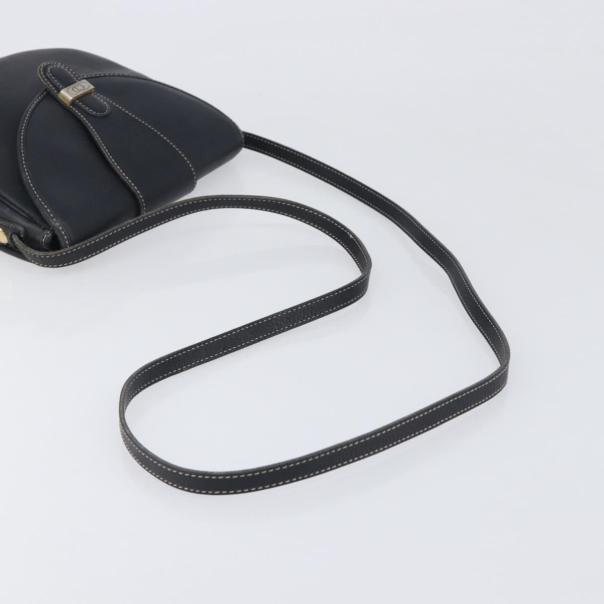 Christian Dior Vintage Cd Logo Leather Navy Leather Shoulder Bag Bag (Pre-Owned)