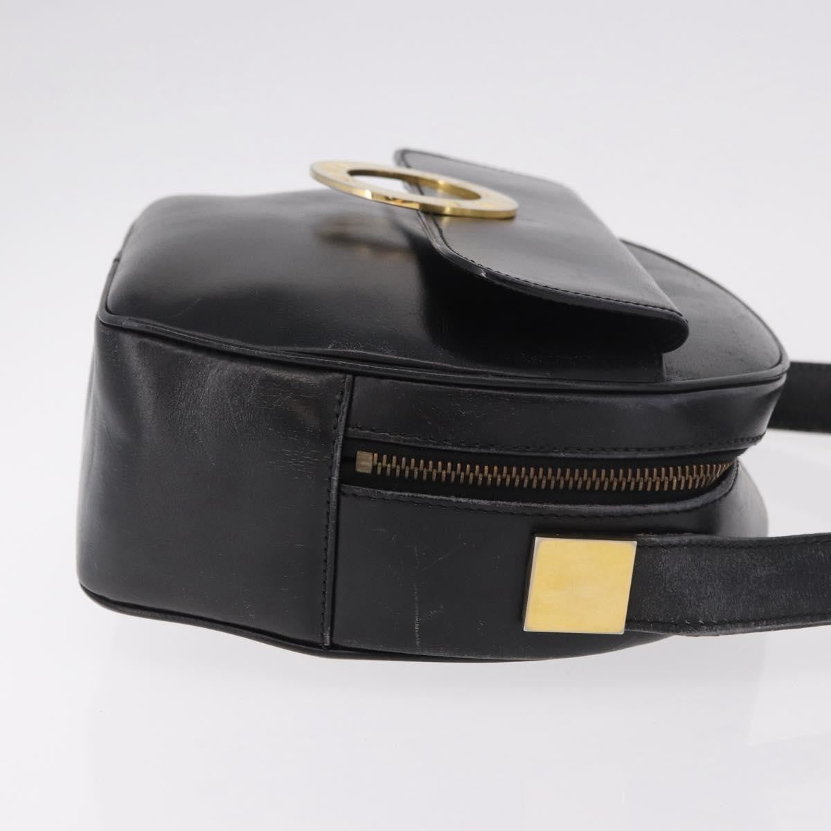 Celine Vintage Circle Logo Leather Black Leather Shoulder Bag Bag (Pre-Owned)
