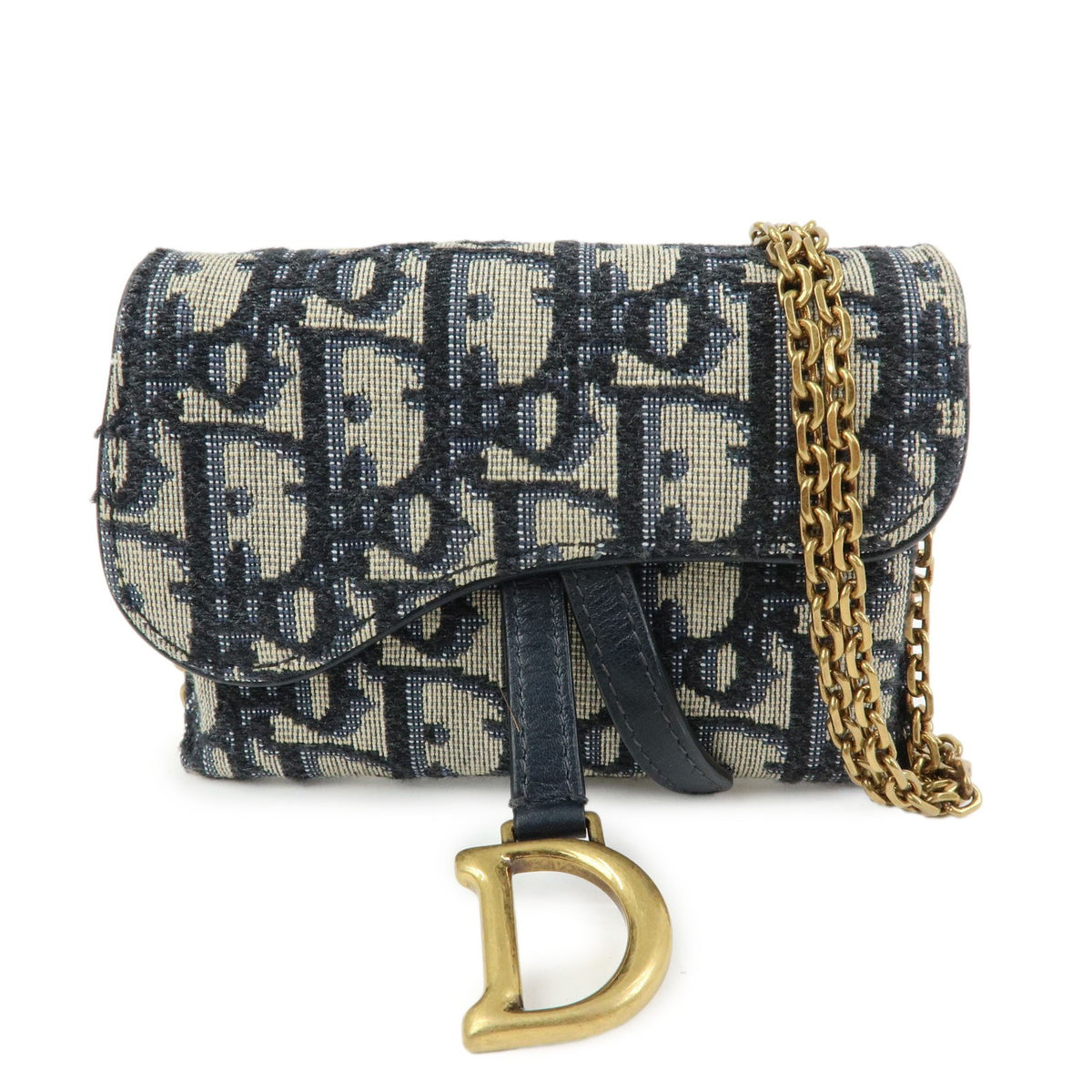 Christian Dior Saddle Pouch Leather Beige Canvas Clutche & Pouche Bag (Pre-Owned)