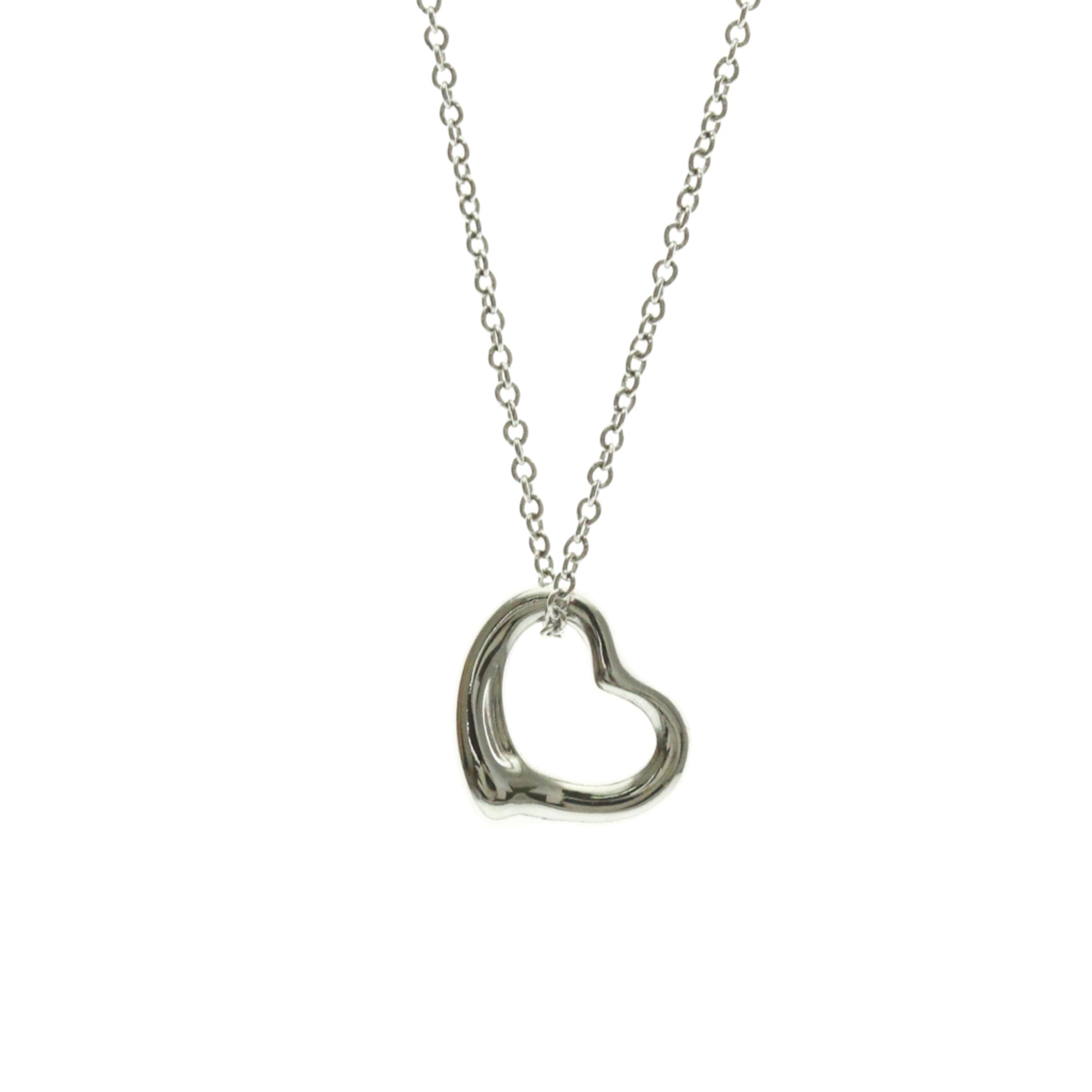 Tiffany & Co. Elsa Peretti Open Heart Pendant Platinum Silver Platinum Necklace Jewelry (Pre-Owned)