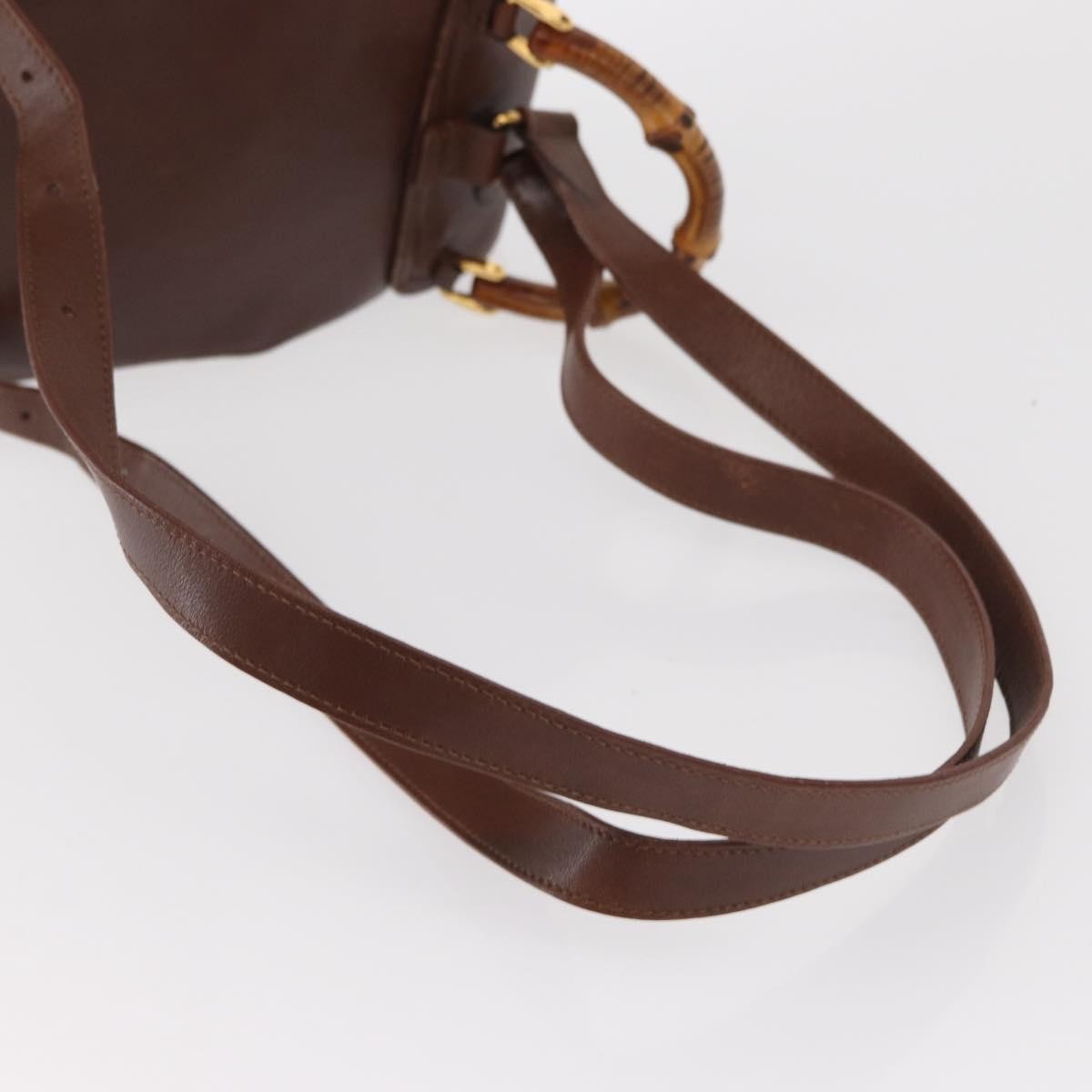 Gucci Vintage Bamboo Leather Brown Leather Backpack Bag (Pre-Owned)