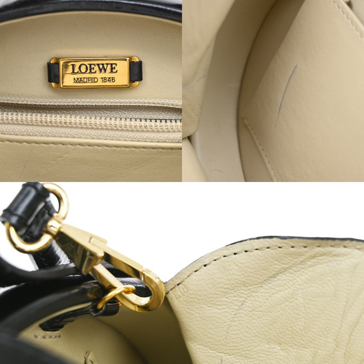 Loewe Anagram Leather Black Patent_Leather Tote Bag Bag (Pre-Owned)