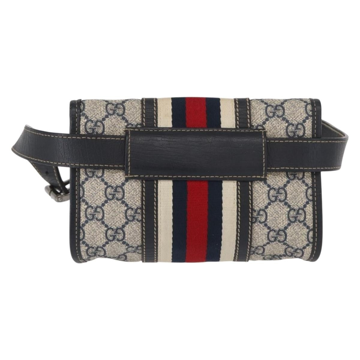 Gucci Vintage Web Belt Gg Coated Canvas Beige Canvas Handbag (Pre-Owned)