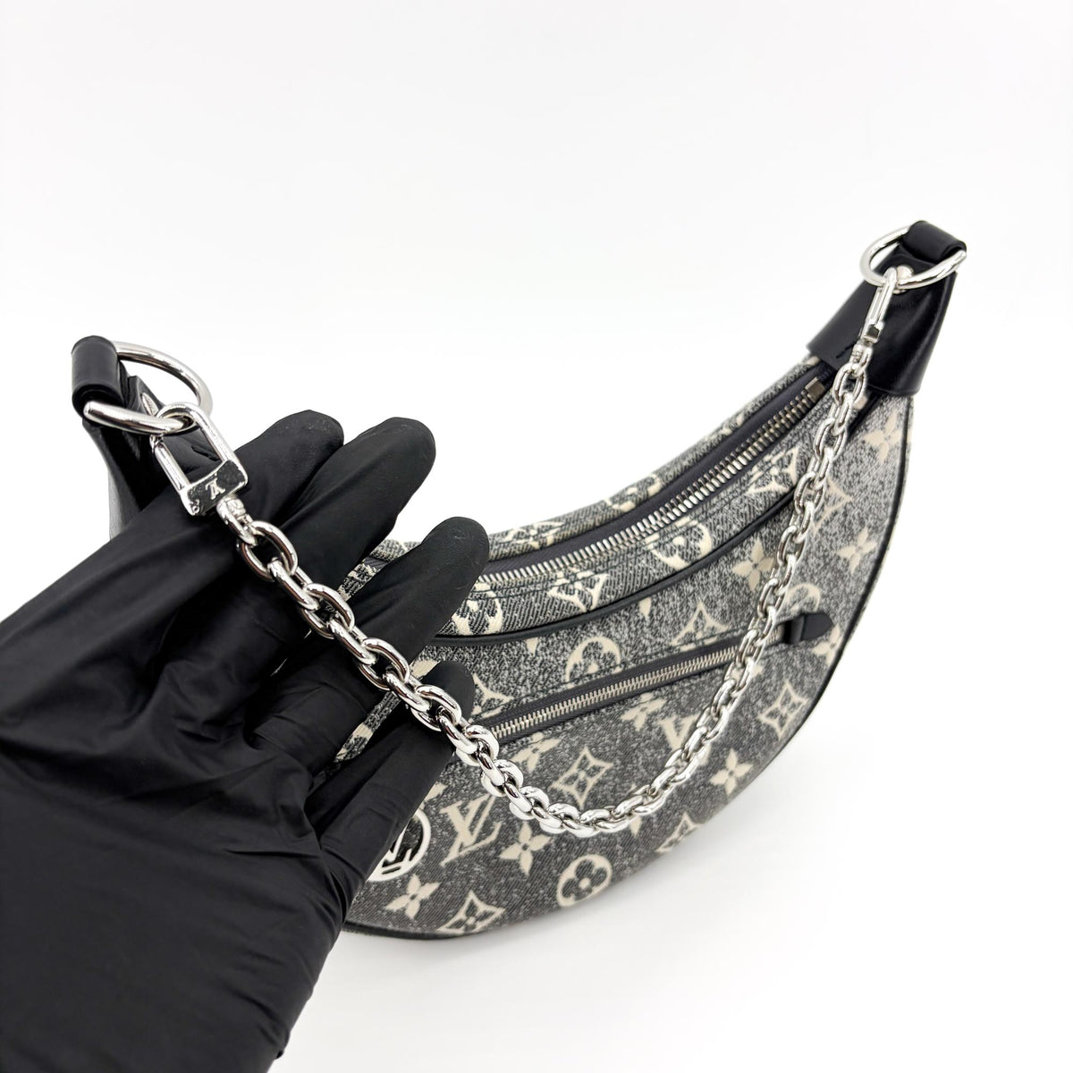 Louis Vuitton Loop Monogram Denim Black Denim_Jeans Handbag (Pre-Owned)