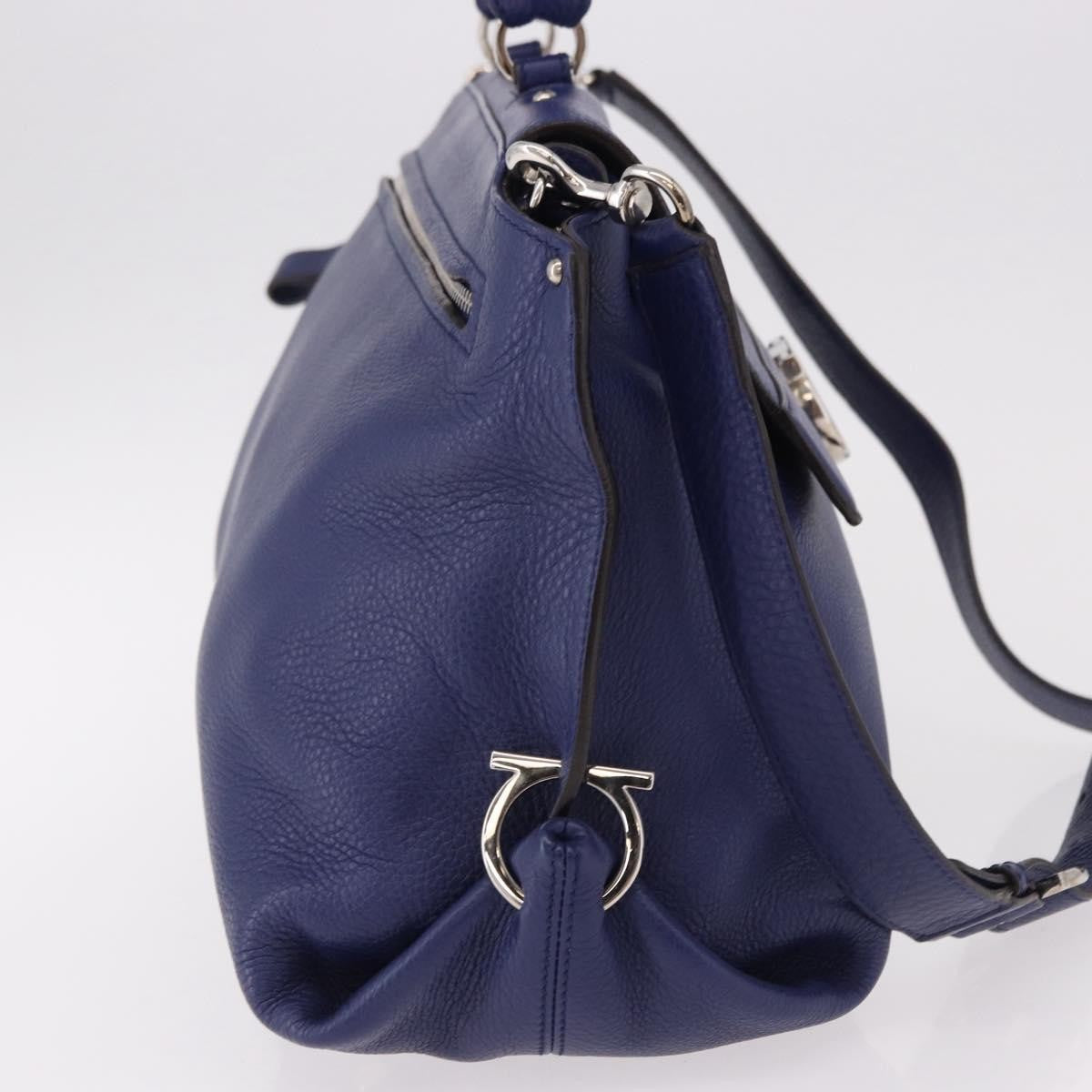 Salvatore Ferragamo Sofia Satchel Leather Blue Leather Handbag (Pre-Owned)