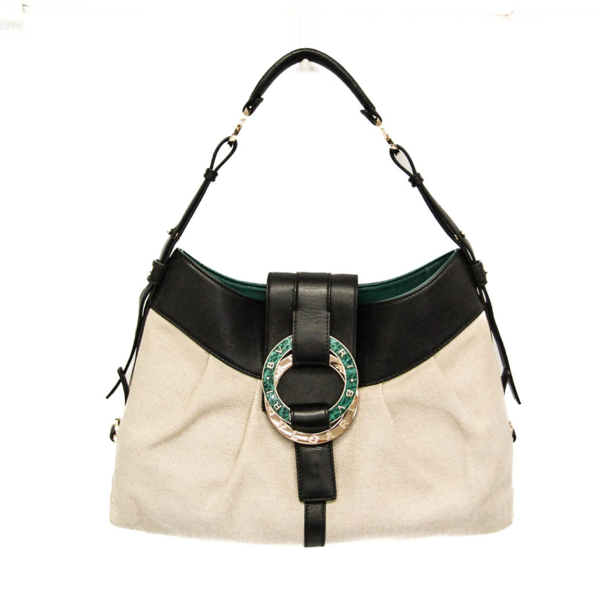 Bvlgari Chandra Canvas Beige Canvas Shoulder Bag Bag (Pre-Owned)