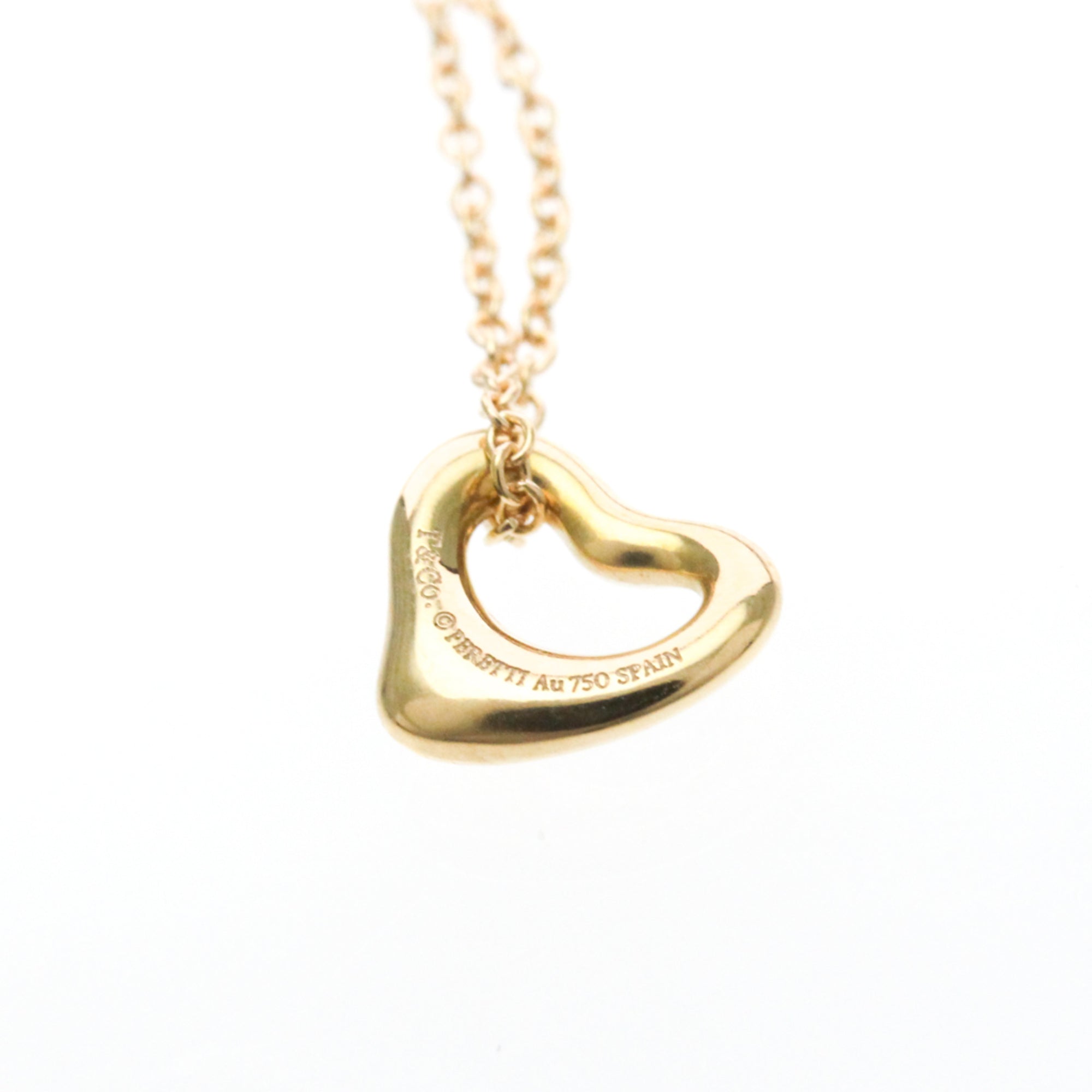Tiffany & Co. Elsa Peretti Open Heart Pendant 18K Rose Gold Pink Pink_Gold Necklace Jewelry (Pre-Owned)