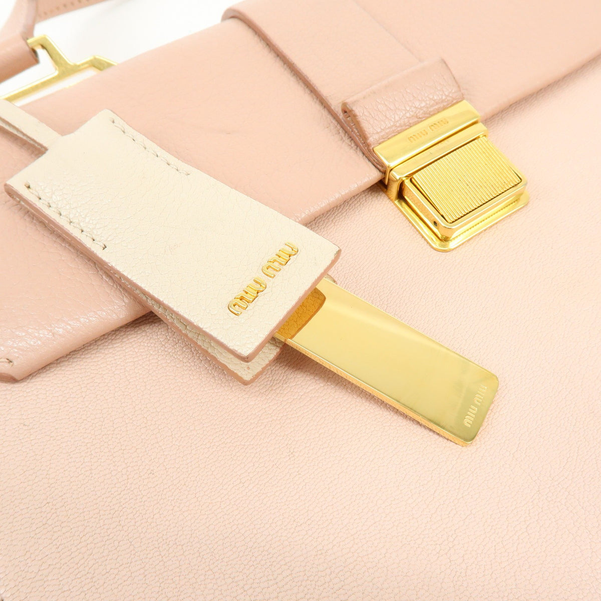 Miu Miu Madras Convertible Compartment Top Handle Leather Pink Leather Handbag (Pre-Owned)