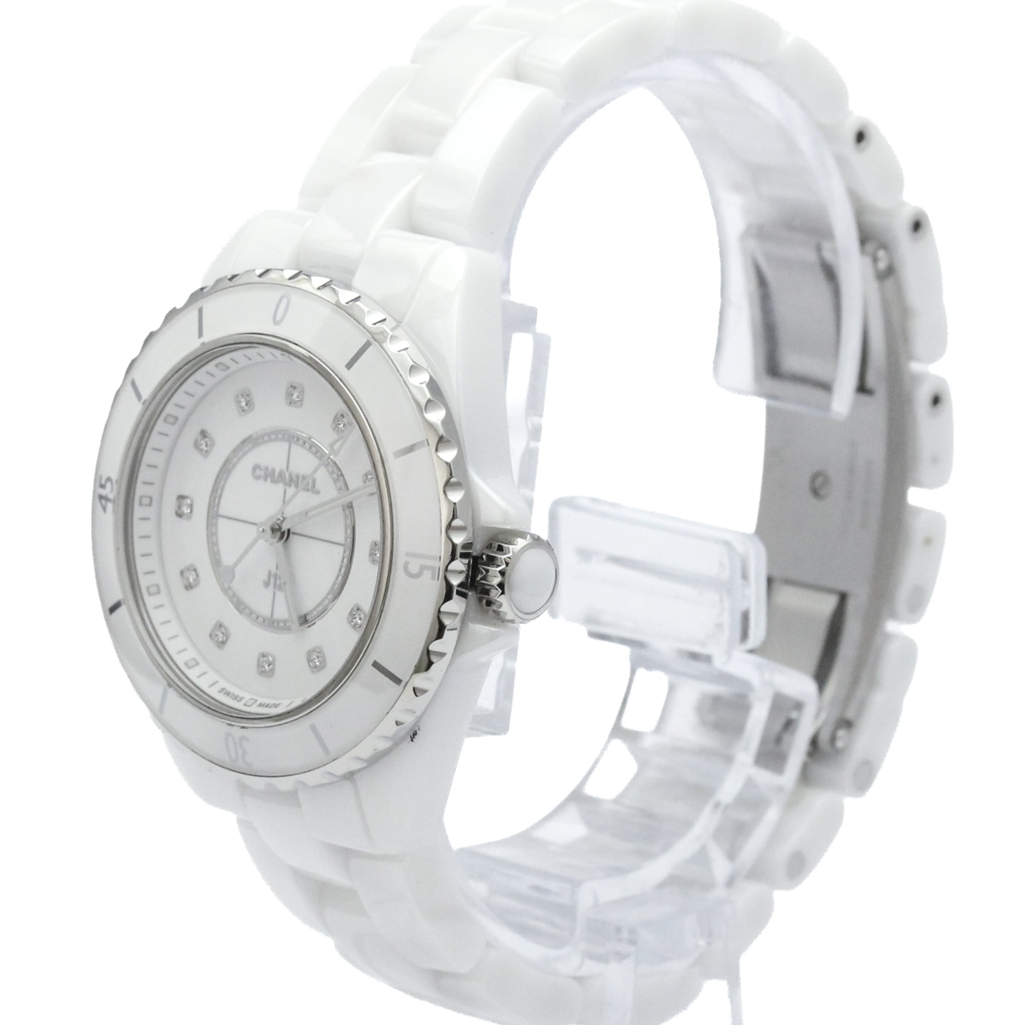 Chanel J12 Quartz Ceramic And Stainless Steel With Diamond Markers Watch (Pre-Owned)