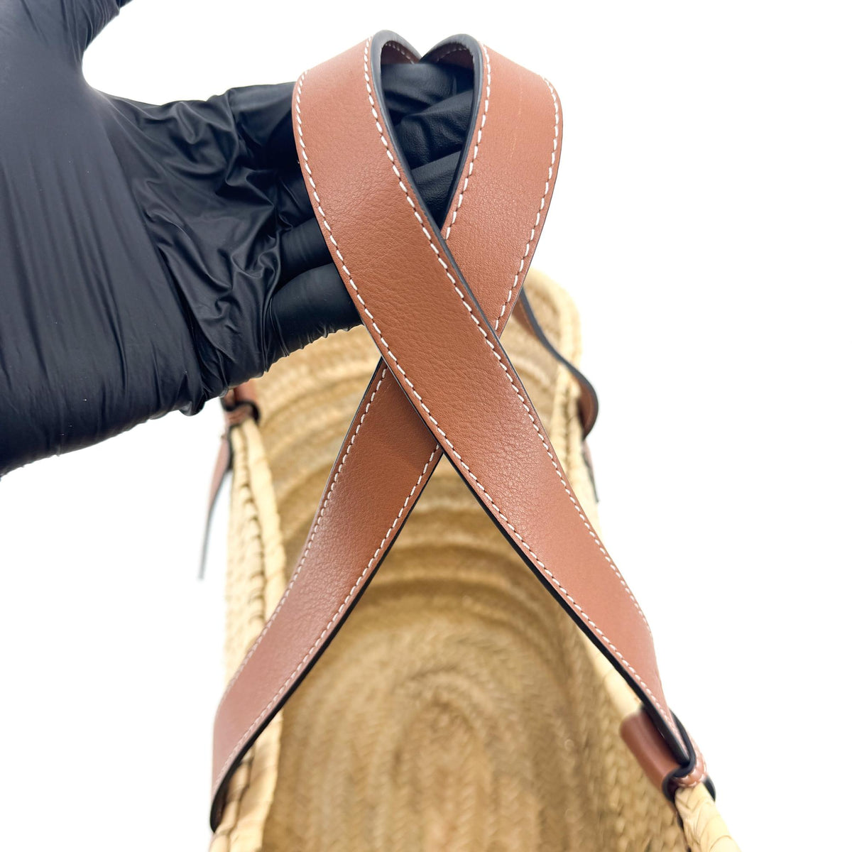 Loewe Elephant Basket Raffia Brown Leather Tote Bag Bag (Pre-Owned)