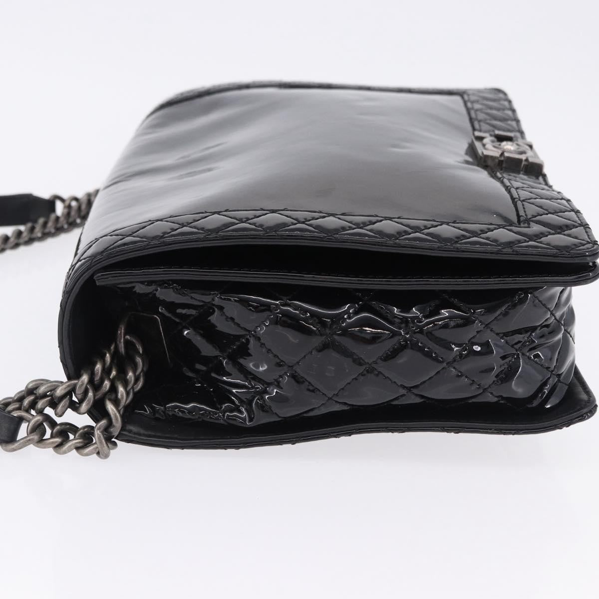 Chanel Reverso Boy Flap Patent Black Patent_Leather Shoulder Bag Bag (Pre-Owned)