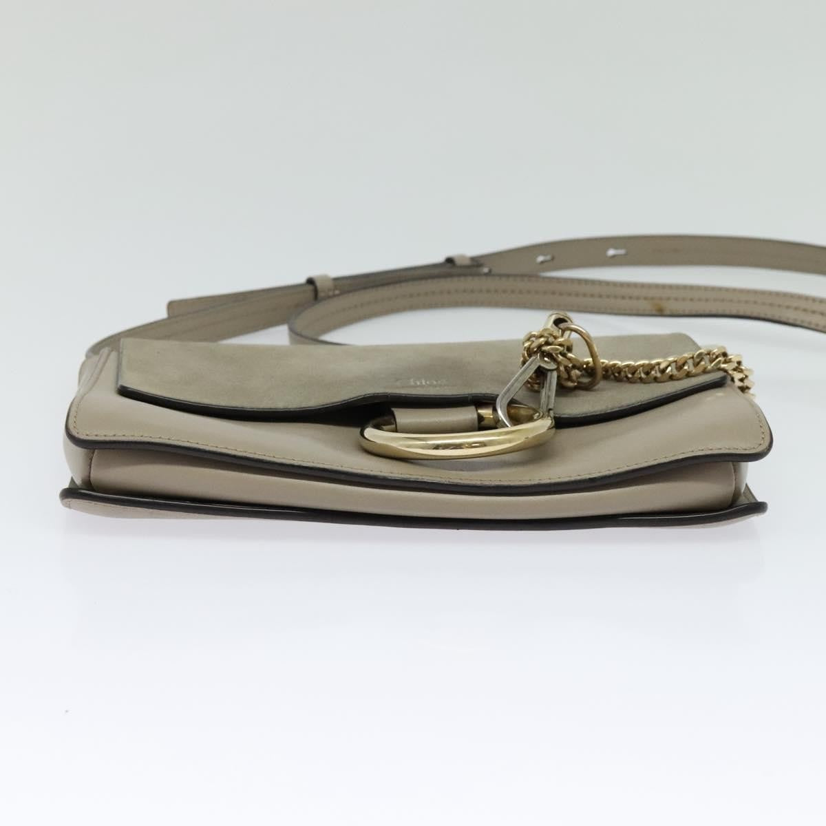 Chloe Faye Leather And Suede Beige Leather Shoulder Bag Bag (Pre-Owned)