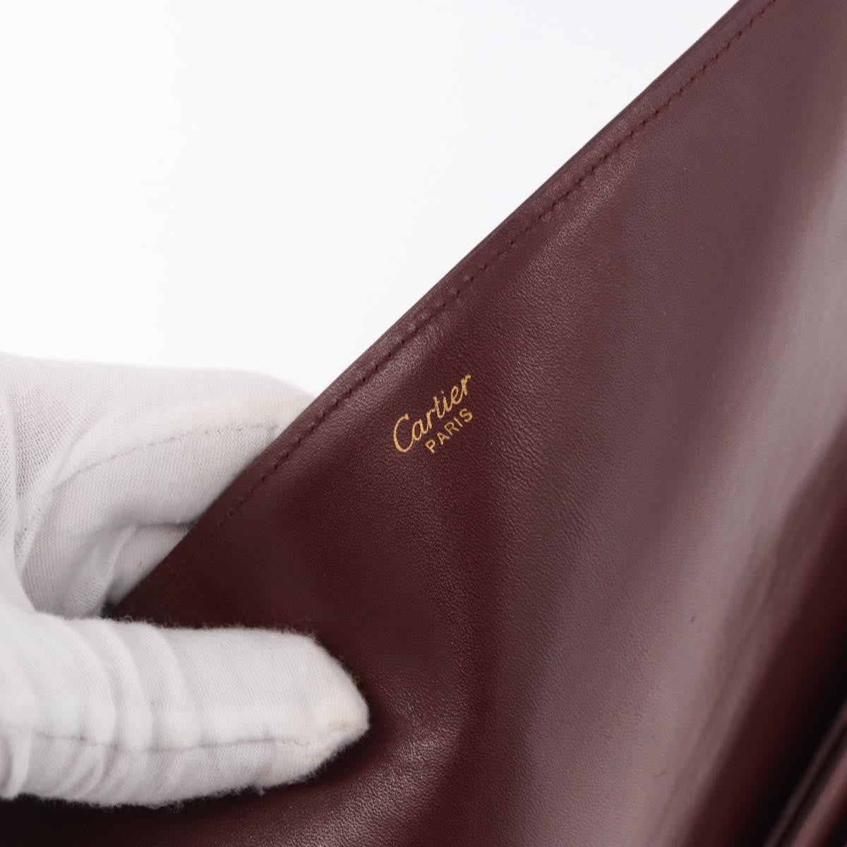 Cartier Must De Cartier Leather Burgundy Leather Clutche & Pouche Bag (Pre-Owned)