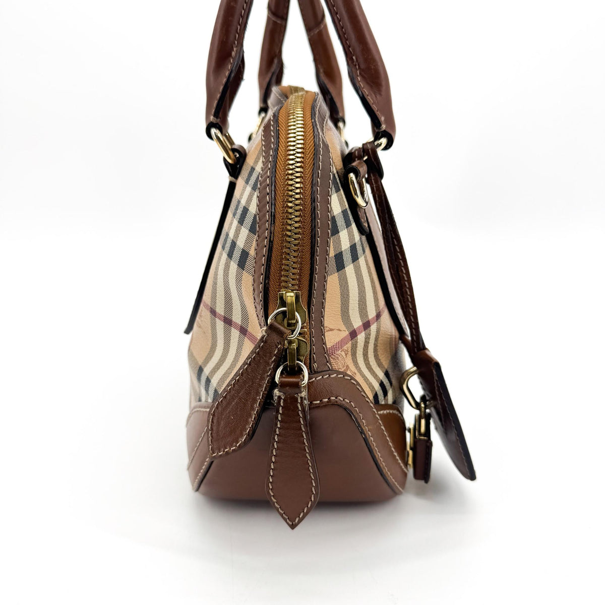 Burberry Orchard Haymarket Coated Canvas Brown Canvas Handbag (Pre-Owned)