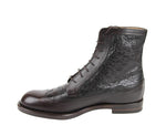 Gucci Men's Leather Ostrich Lace up Ankle Boots