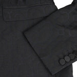 Gucci Men's Emerald Jacquard Dylan 60 Black Wool Silk 2 Buttons Jacket