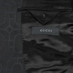 Gucci Men's Emerald Jacquard Dylan 60 Black Wool Silk 2 Buttons Jacket