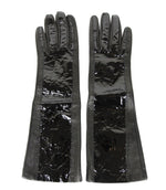 Bottega Veneta Women's Black Leather / Patent Leather Long Gloves