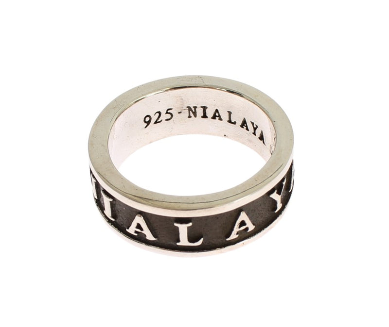 Nialaya Elegant Silver and Black Men's Sterling Men's Ring