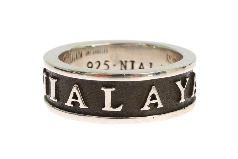 Nialaya Elegant Silver and Black Men's Sterling Men's Ring