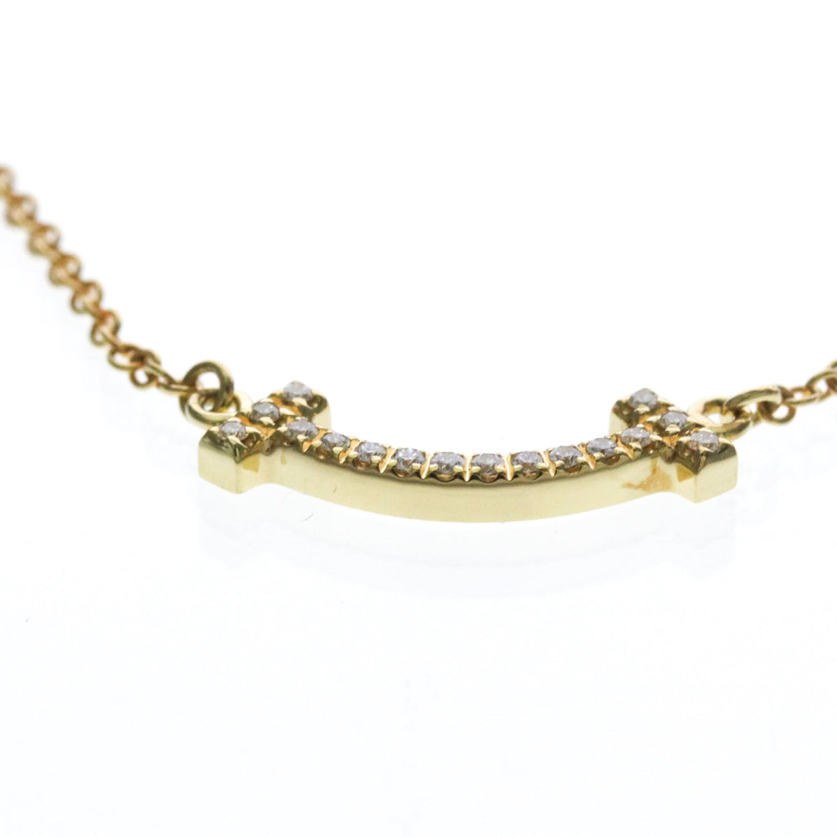 Tiffany & Co. T Smile Pendant 18K Yellow Gold With Diamonds Gold Yellow_Gold Necklace Jewelry (Pre-Owned)