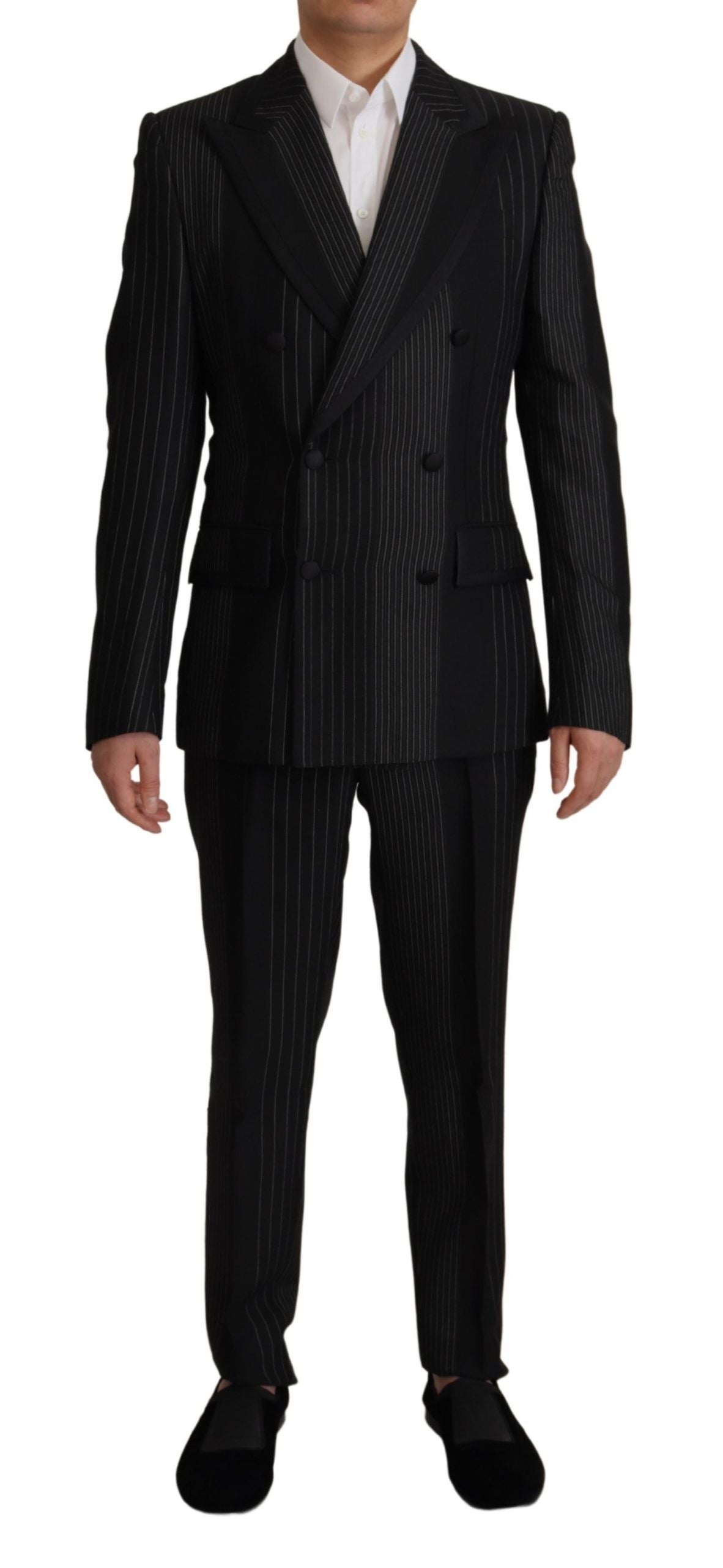 Dolce & Gabbana Elegant Black Striped Slim Fit Two-Piece Men's Suit