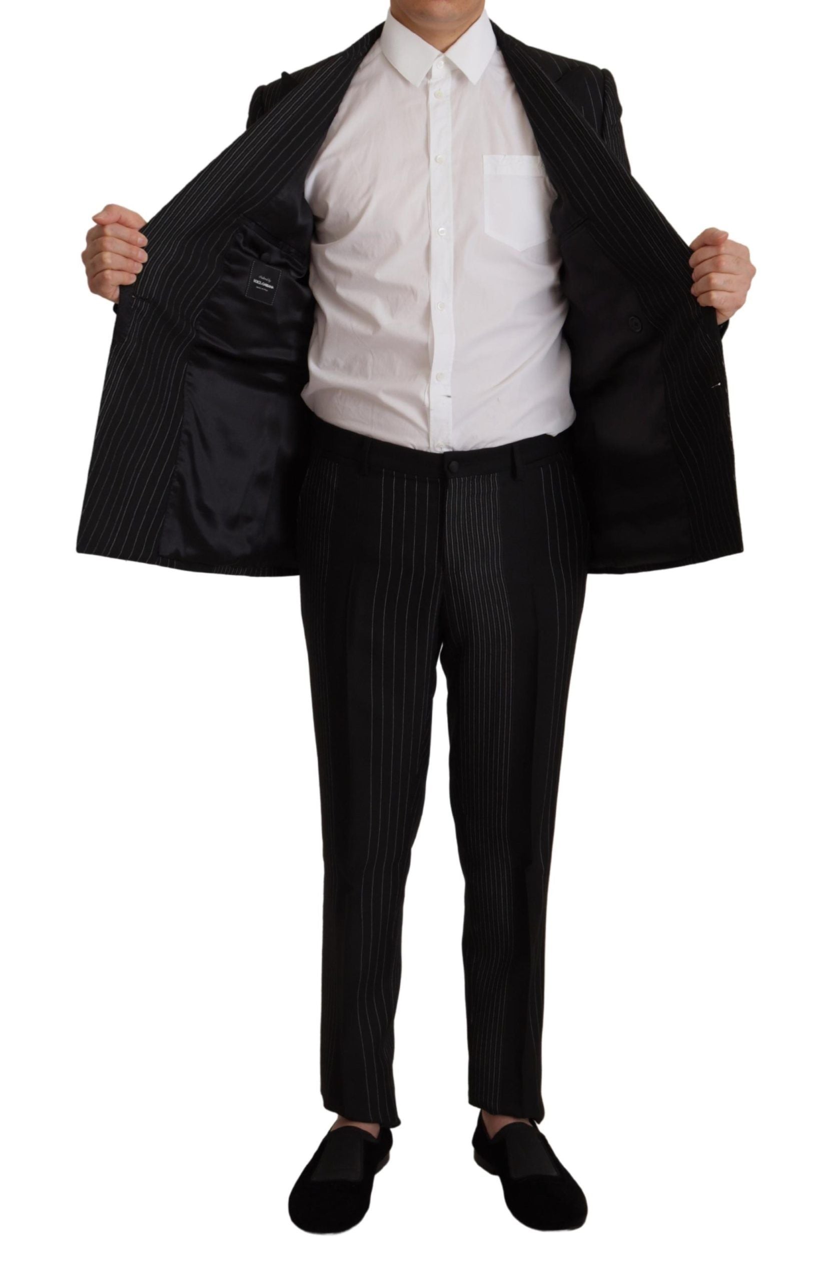 Dolce & Gabbana Elegant Black Striped Slim Fit Two-Piece Men's Suit