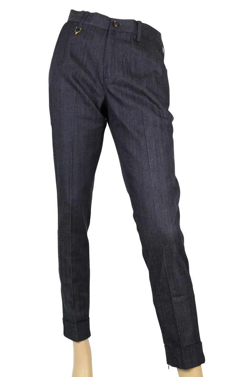 Gucci Women's Stirrup Detail Blue / Gray Cotton Elastane Skinny Pants (40)