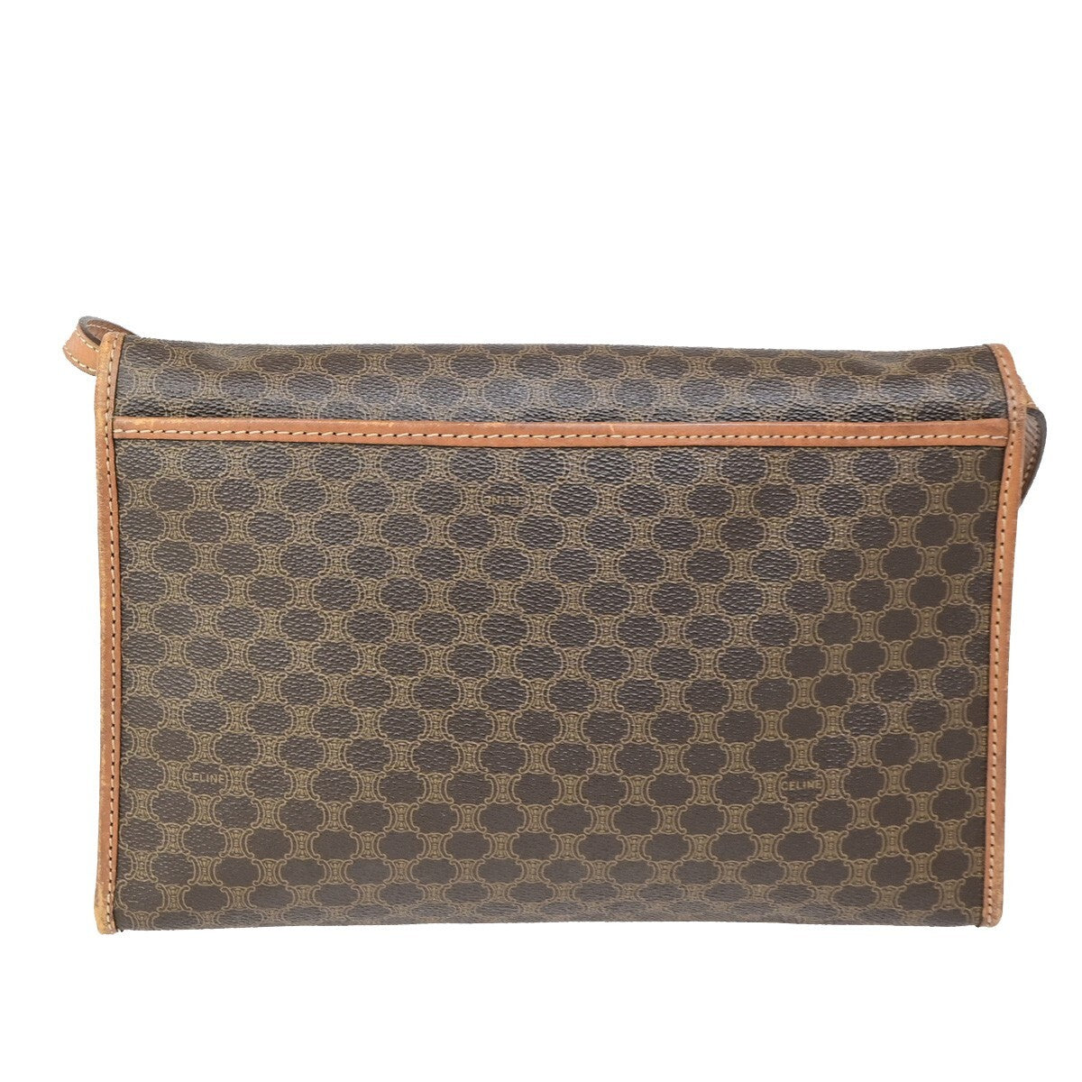 Celine Vintage Macadam Canvas And Leather Brown Canvas Shoulder Bag Bag (Pre-Owned)